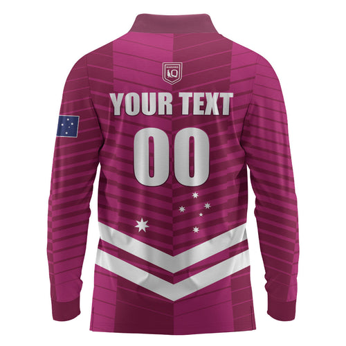 QLD Maroons Rugby Custom Long Sleeve Polo Shirt 2026 State of Origin