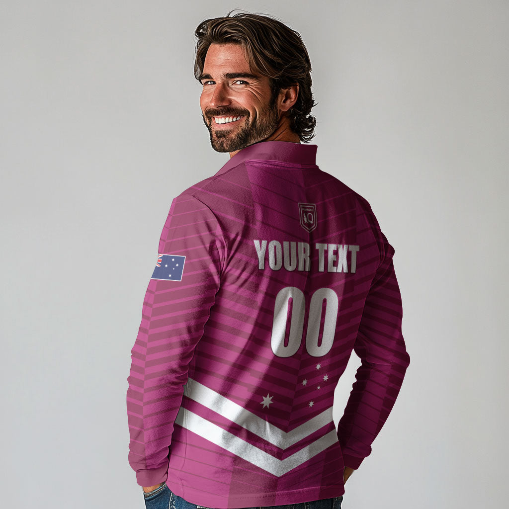 QLD Maroons Rugby Custom Long Sleeve Polo Shirt 2026 State of Origin