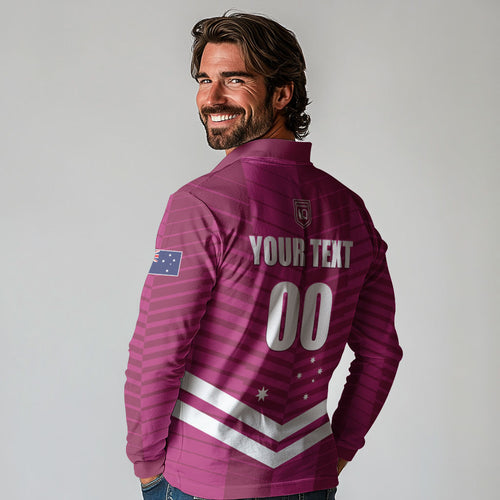 QLD Maroons Rugby Custom Long Sleeve Polo Shirt 2026 State of Origin