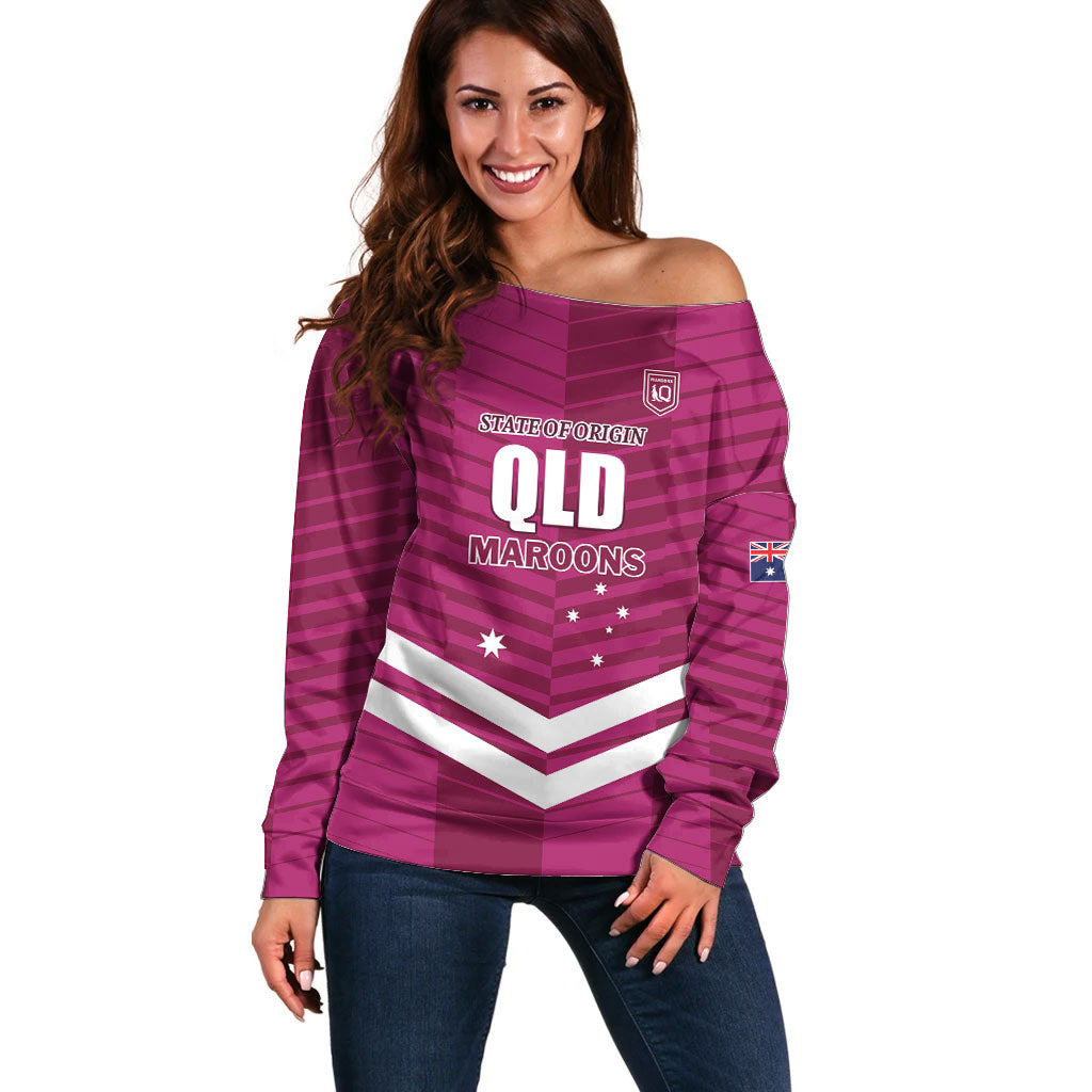 QLD Maroons Rugby Custom Off Shoulder Sweater 2026 State of Origin