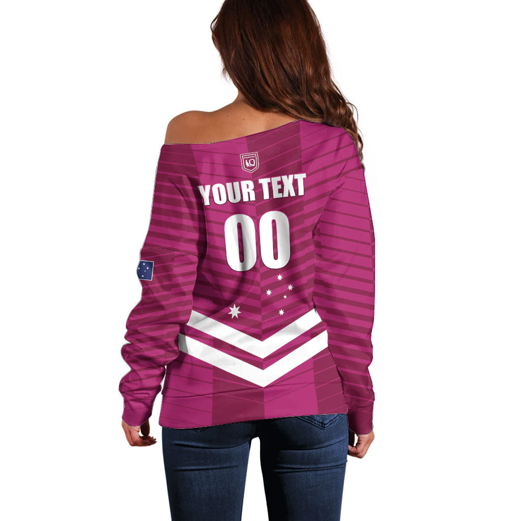 QLD Maroons Rugby Custom Off Shoulder Sweater 2026 State of Origin