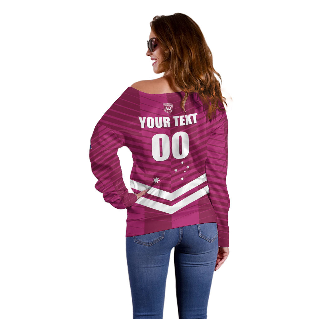 QLD Maroons Rugby Custom Off Shoulder Sweater 2026 State of Origin