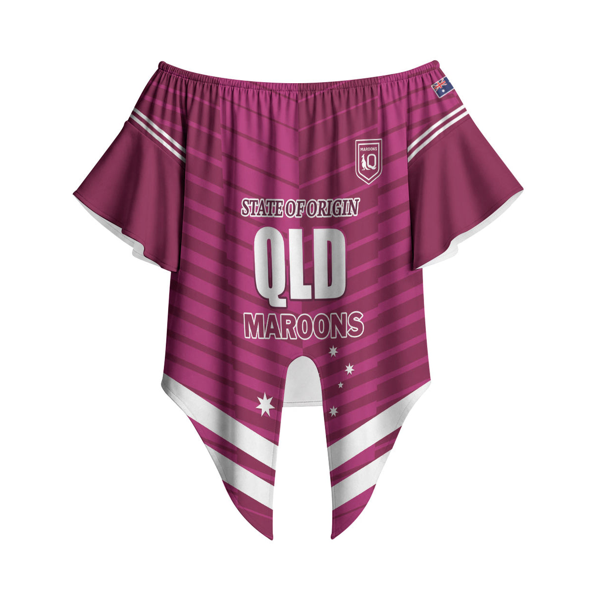 QLD Maroons Rugby Custom Off Shoulder Wrap Waist Top 2026 State of Origin