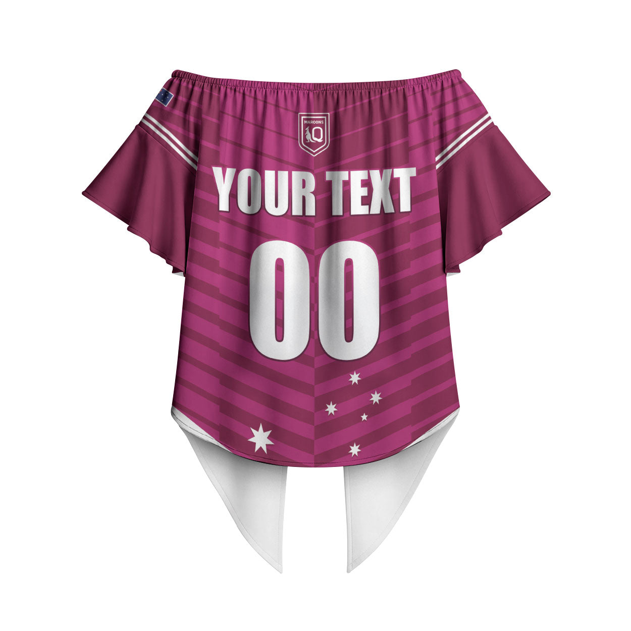 QLD Maroons Rugby Custom Off Shoulder Wrap Waist Top 2026 State of Origin