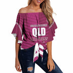 QLD Maroons Rugby Custom Off Shoulder Wrap Waist Top 2026 State of Origin