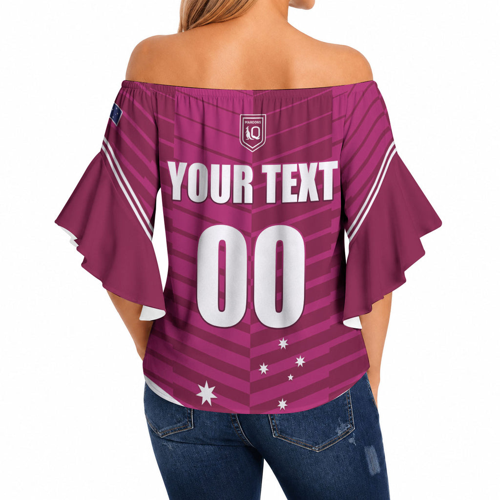 QLD Maroons Rugby Custom Off Shoulder Wrap Waist Top 2026 State of Origin