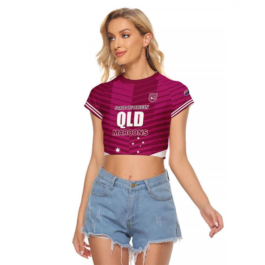 QLD Maroons Rugby Custom Raglan Cropped T Shirt 2026 State of Origin