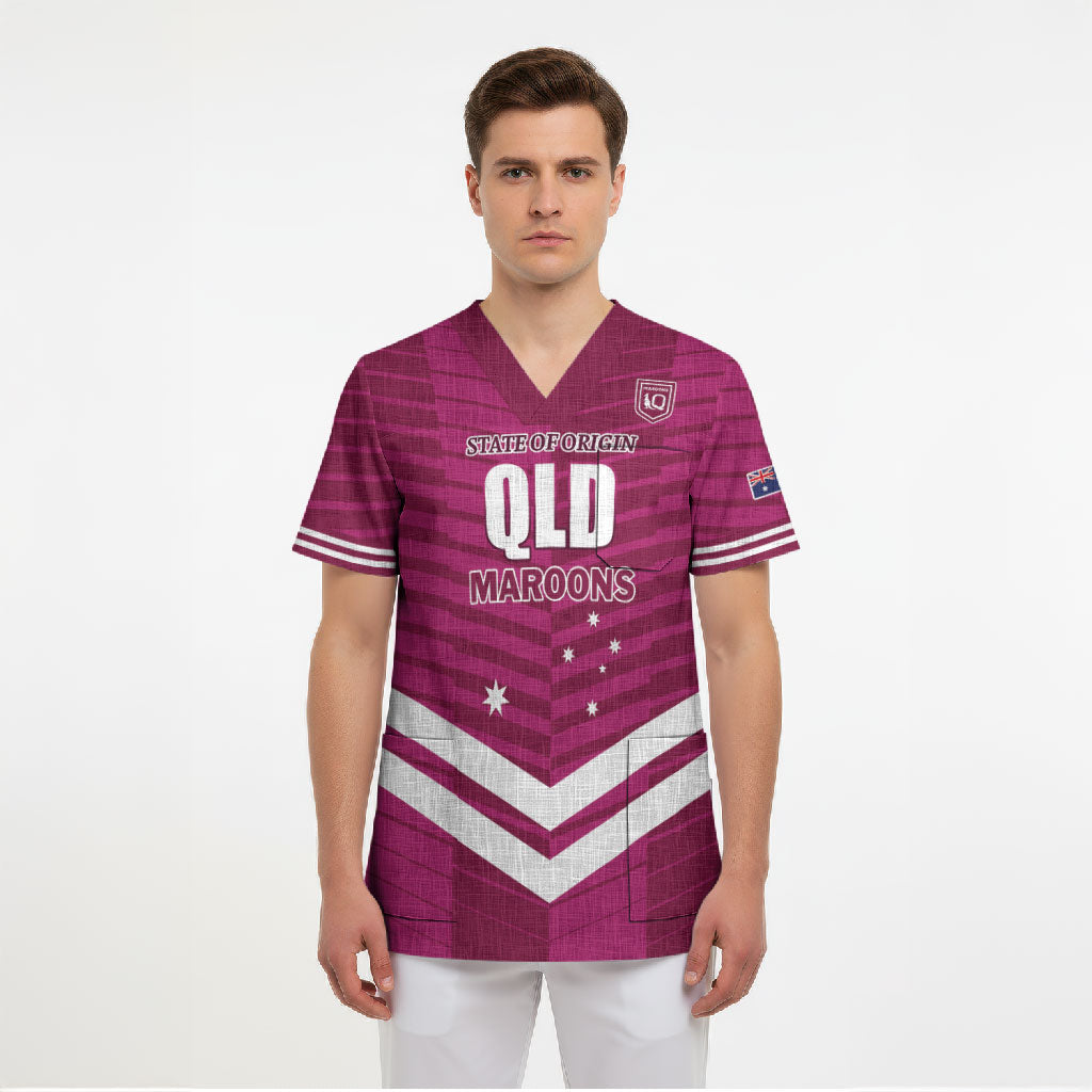 QLD Maroons Rugby Custom Scrub Top 2026 State of Origin