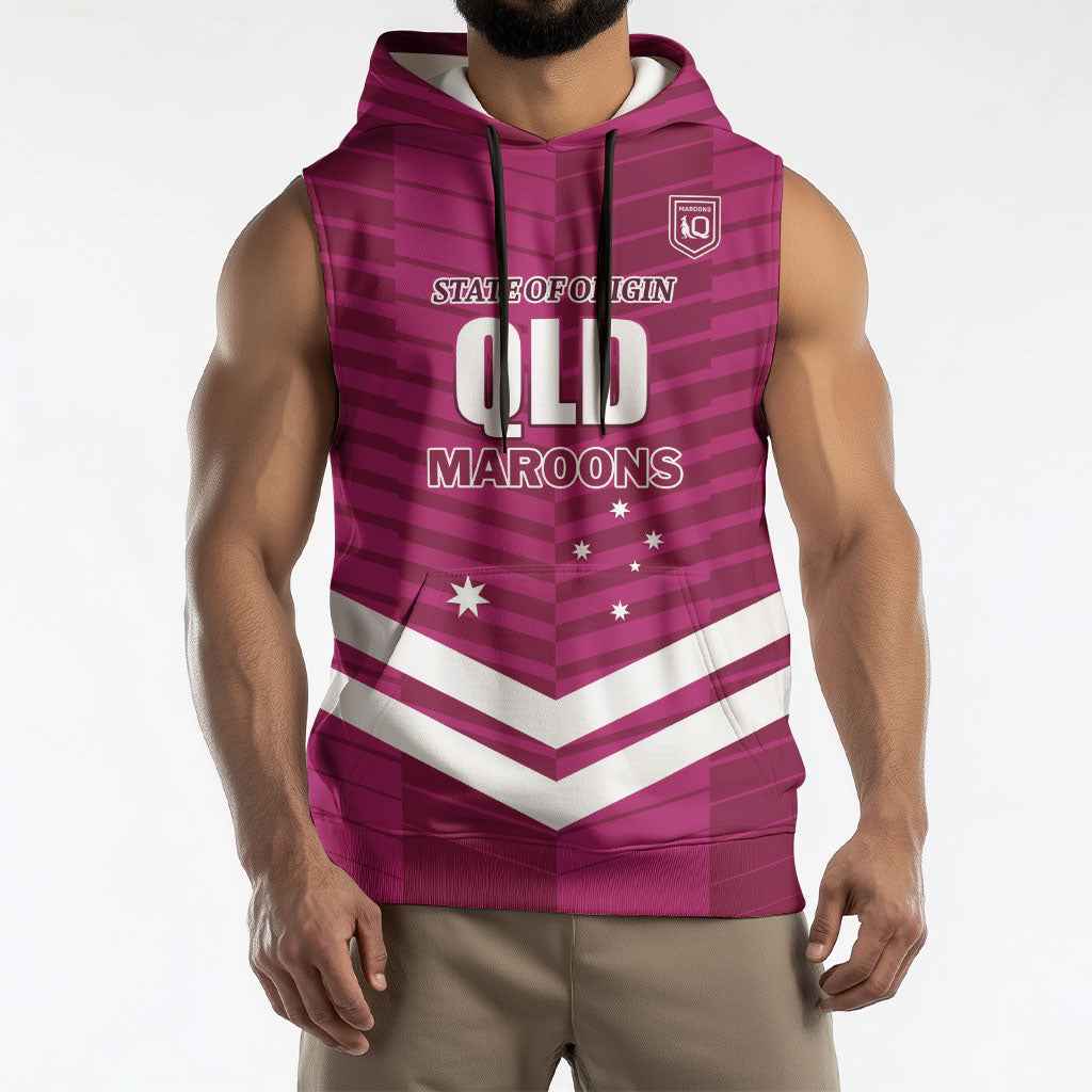 QLD Maroons Rugby Custom Sleeveless Hoodie 2026 State of Origin