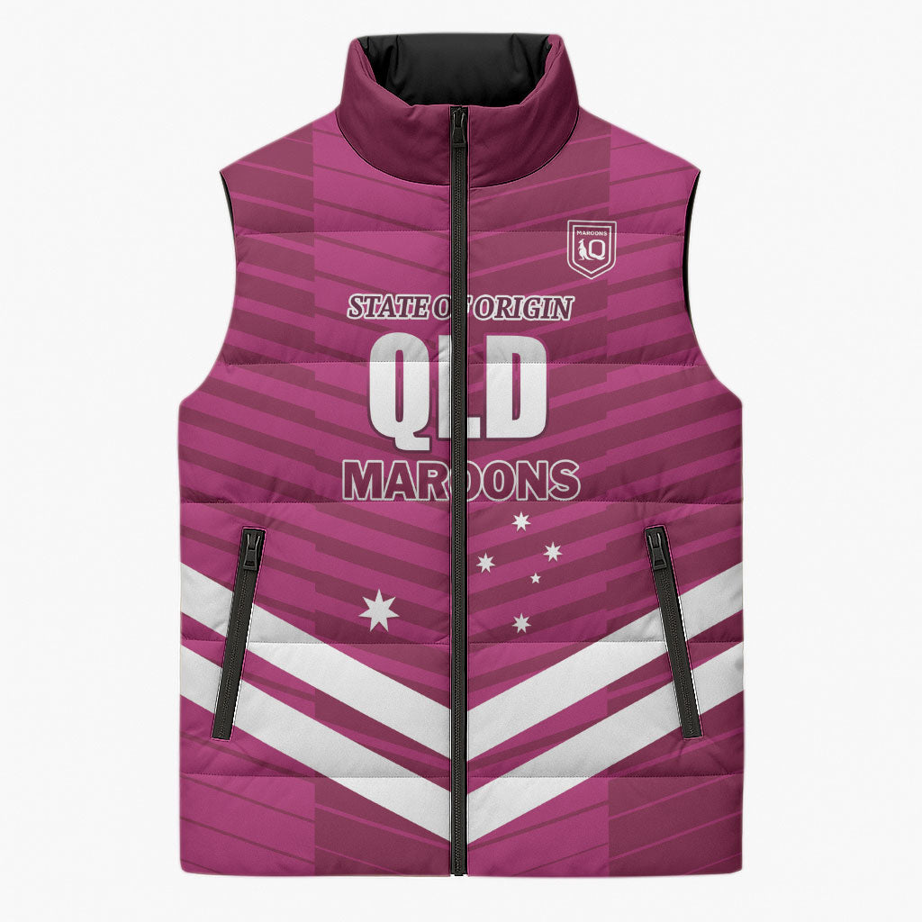 QLD Maroons Rugby Custom Sleeveless Puffer Jacket 2026 State of Origin