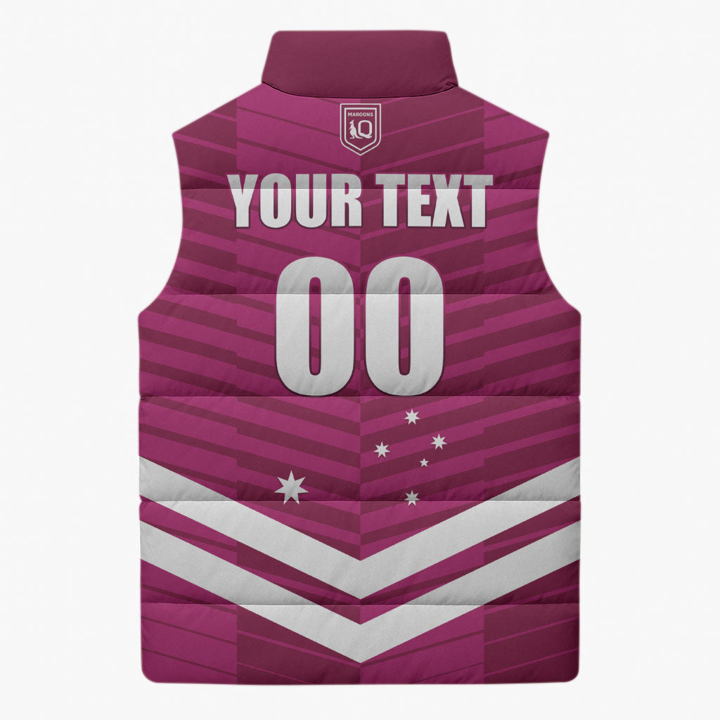 QLD Maroons Rugby Custom Sleeveless Puffer Jacket 2026 State of Origin