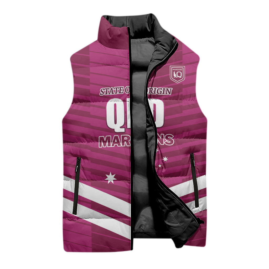 QLD Maroons Rugby Custom Sleeveless Puffer Jacket 2026 State of Origin