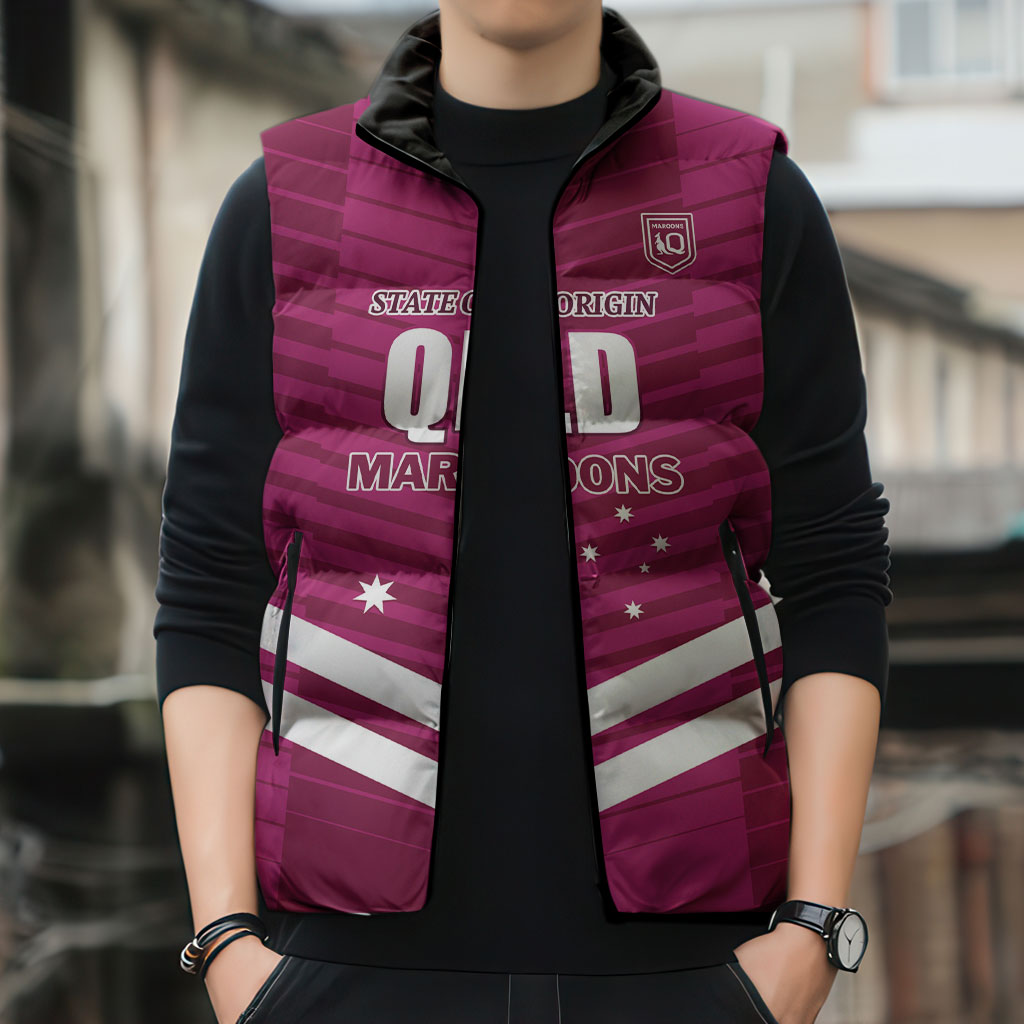 QLD Maroons Rugby Custom Sleeveless Puffer Jacket 2026 State of Origin