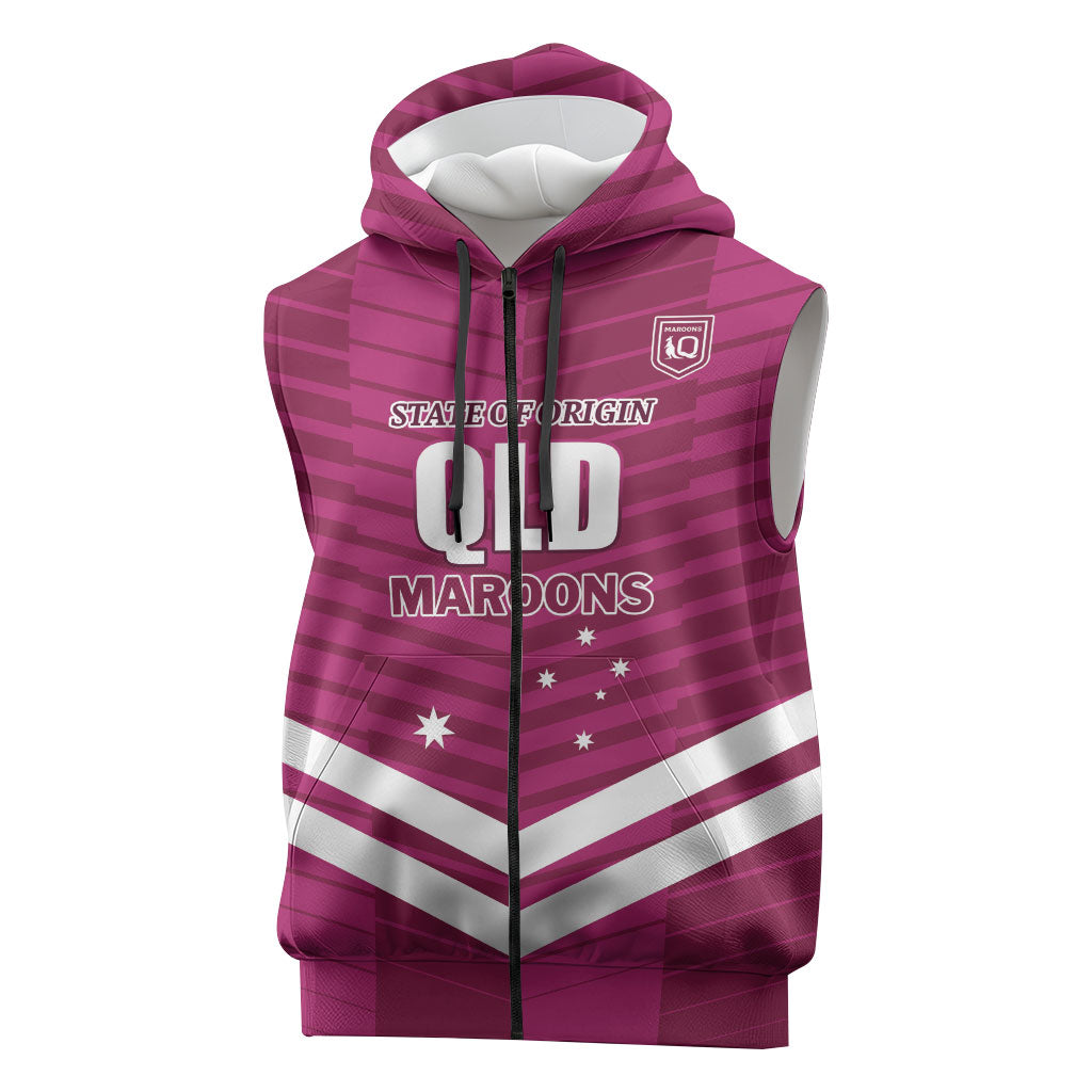 QLD Maroons Rugby Custom Sleeveless Zip Hoodie 2026 State of Origin