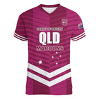 QLD Maroons Rugby Custom Women V-Neck T-Shirt 2026 State of Origin