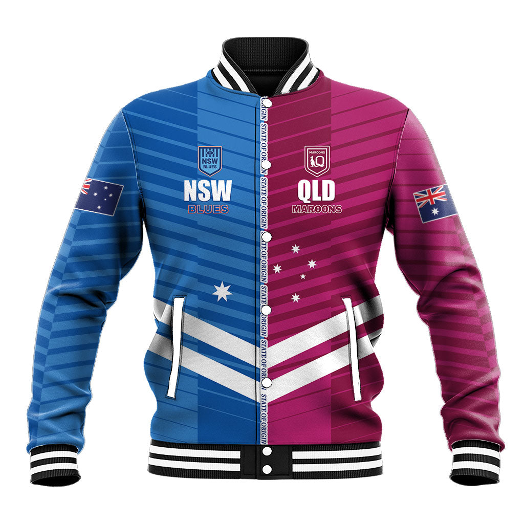 NSW Blues and QLD Maroons Rugby Custom Baseball Jacket 2026 State of Origin