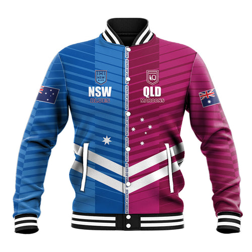 NSW Blues and QLD Maroons Rugby Custom Baseball Jacket 2026 State of Origin