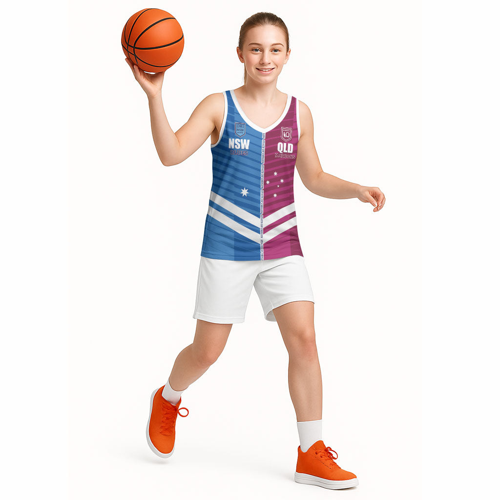 NSW Blues and QLD Maroons Rugby Custom Basketball Jersey 2026 State of Origin
