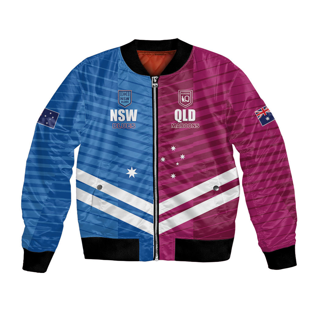 NSW Blues and QLD Maroons Rugby Custom Bomber Jacket 2026 State of Origin