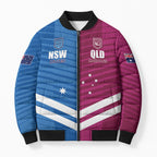 NSW Blues and QLD Maroons Rugby Custom Bomber Puffer Jacket 2026 State of Origin