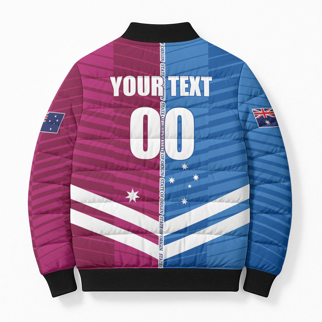 NSW Blues and QLD Maroons Rugby Custom Bomber Puffer Jacket 2026 State of Origin