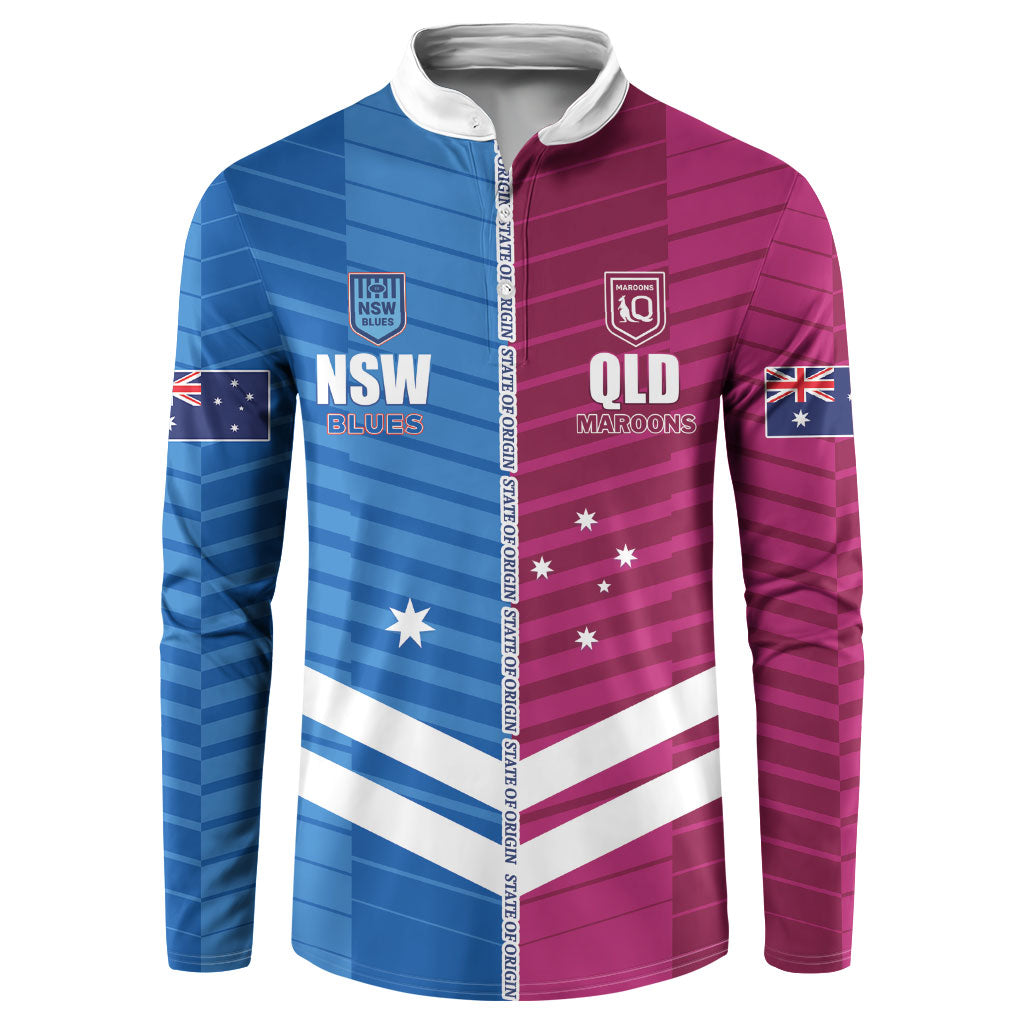 NSW Blues and QLD Maroons Rugby Custom Button Sweatshirt 2026 State of Origin
