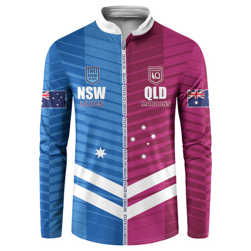 NSW Blues and QLD Maroons Rugby Custom Button Sweatshirt 2026 State of Origin