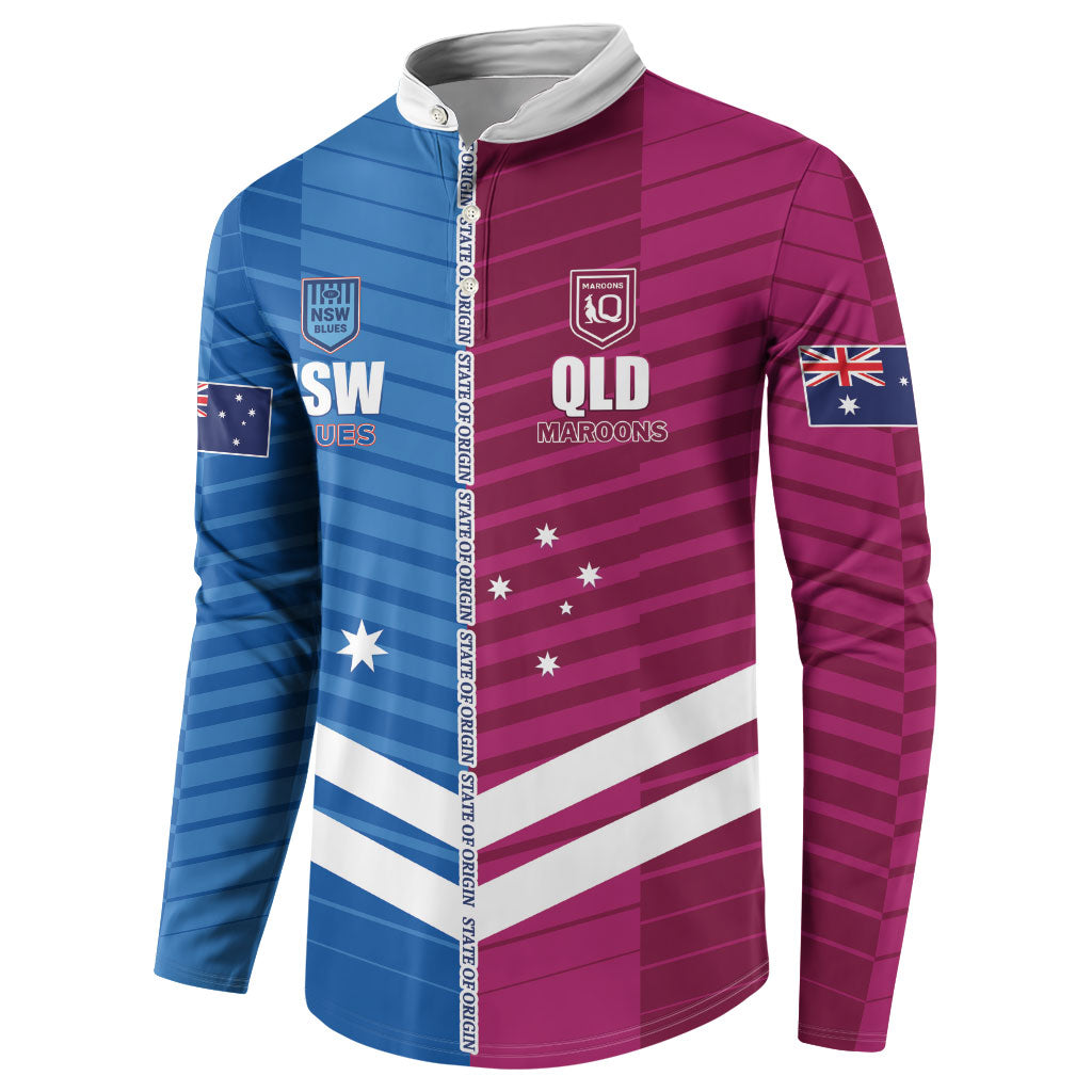NSW Blues and QLD Maroons Rugby Custom Button Sweatshirt 2026 State of Origin