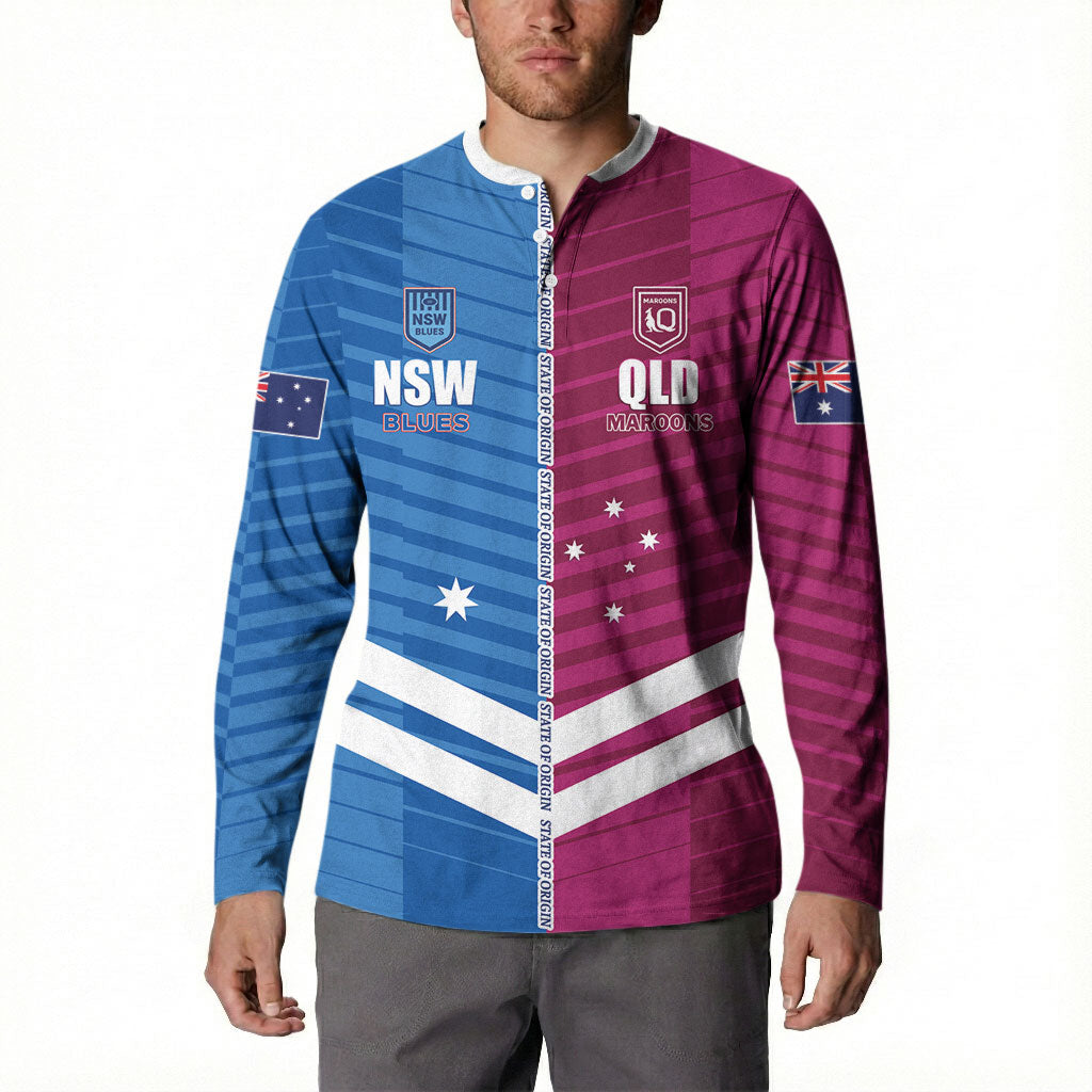 NSW Blues and QLD Maroons Rugby Custom Button Sweatshirt 2026 State of Origin
