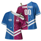 NSW Blues and QLD Maroons Rugby Custom Cross Shoulder Shirt 2026 State of Origin