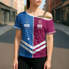 NSW Blues and QLD Maroons Rugby Custom Cross Shoulder Shirt 2026 State of Origin