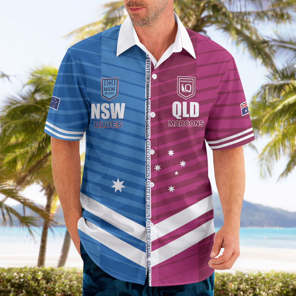 NSW Blues and QLD Maroons Rugby Custom Hawaiian Shirt 2026 State of Origin