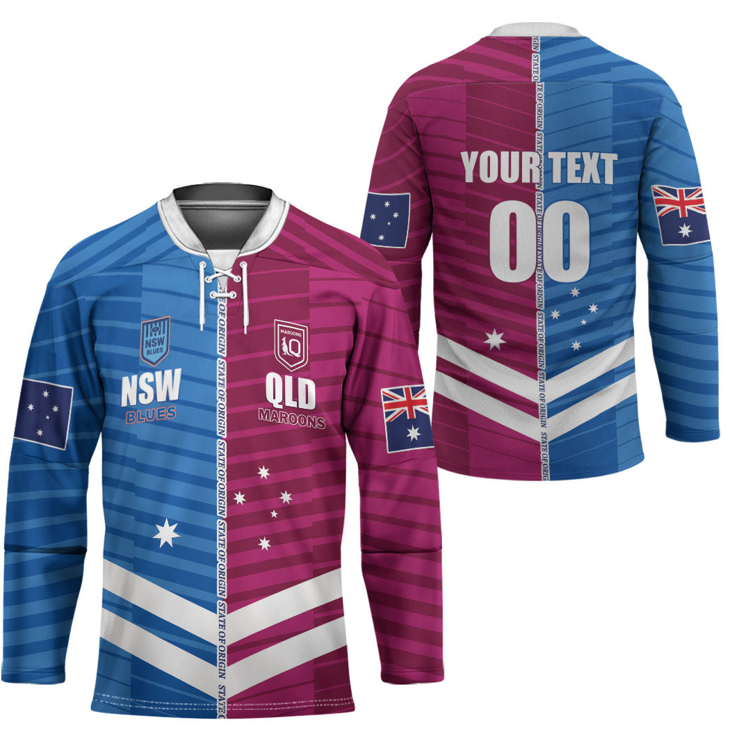 NSW Blues and QLD Maroons Rugby Custom Hockey Jersey 2026 State of Origin