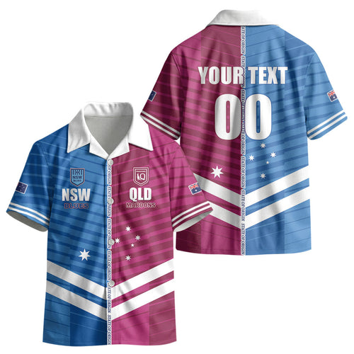 NSW Blues and QLD Maroons Rugby Custom Kid Hawaiian Shirt 2026 State of Origin