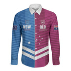 NSW Blues and QLD Maroons Rugby Custom Long Sleeve Button Shirt 2026 State of Origin