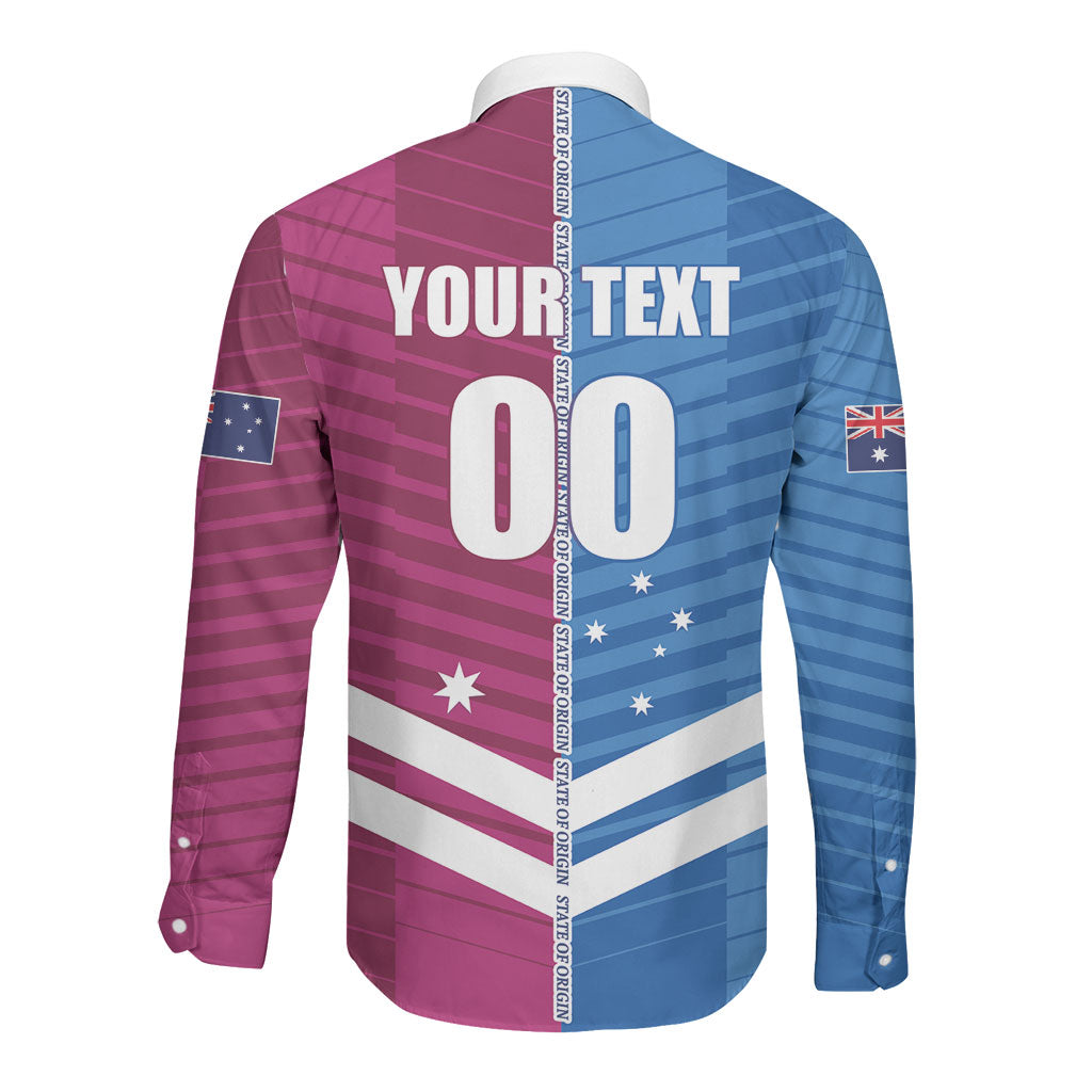 NSW Blues and QLD Maroons Rugby Custom Long Sleeve Button Shirt 2026 State of Origin