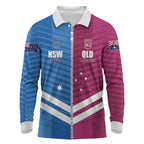 NSW Blues and QLD Maroons Rugby Custom Long Sleeve Polo Shirt 2026 State of Origin
