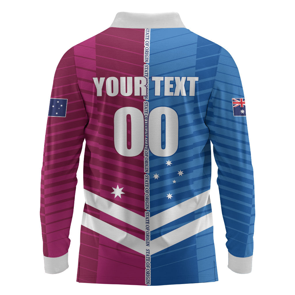 NSW Blues and QLD Maroons Rugby Custom Long Sleeve Polo Shirt 2026 State of Origin