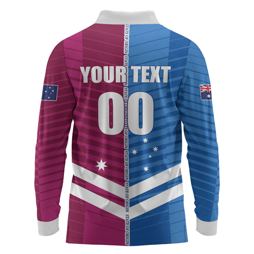 NSW Blues and QLD Maroons Rugby Custom Long Sleeve Polo Shirt 2026 State of Origin