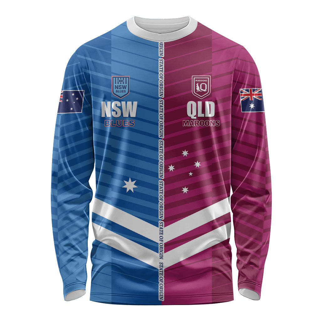 NSW Blues and QLD Maroons Rugby Custom Long Sleeve Shirt 2026 State of Origin