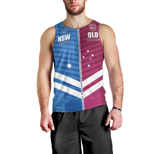 NSW Blues and QLD Maroons Rugby Custom Men Tank Top 2026 State of Origin
