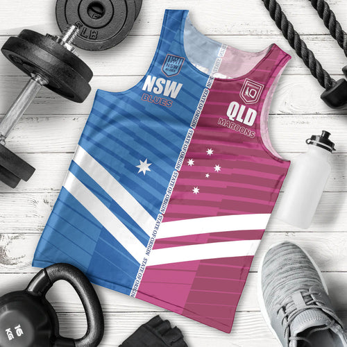 NSW Blues and QLD Maroons Rugby Custom Men Tank Top 2026 State of Origin