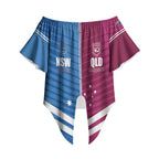 NSW Blues and QLD Maroons Rugby Custom Off Shoulder Wrap Waist Top 2026 State of Origin