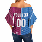 NSW Blues and QLD Maroons Rugby Custom Off Shoulder Wrap Waist Top 2026 State of Origin