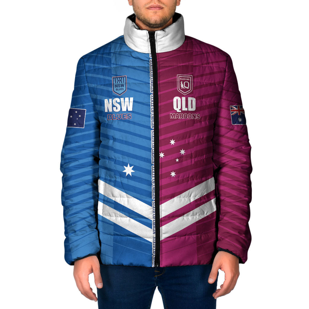 NSW Blues and QLD Maroons Rugby Custom Padded Jacket 2026 State of Origin