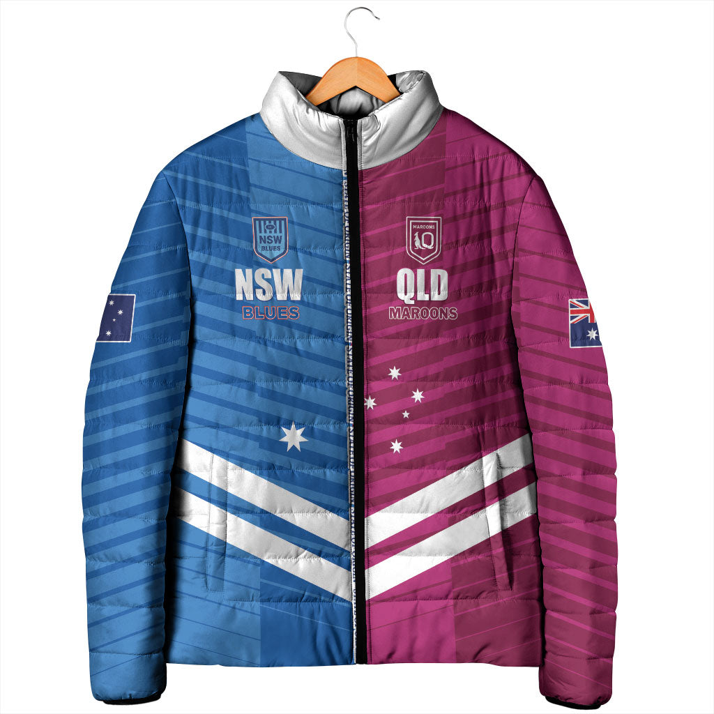 NSW Blues and QLD Maroons Rugby Custom Padded Jacket 2026 State of Origin