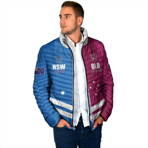 NSW Blues and QLD Maroons Rugby Custom Padded Jacket 2026 State of Origin