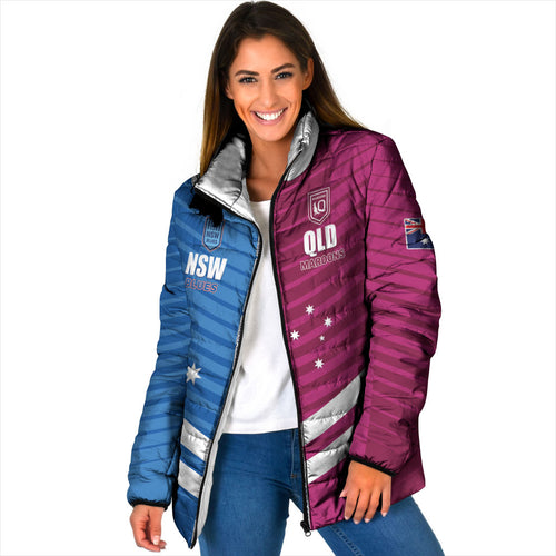 NSW Blues and QLD Maroons Rugby Custom Padded Jacket 2026 State of Origin