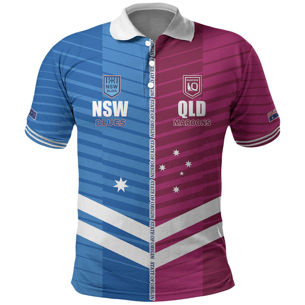 NSW Blues and QLD Maroons Rugby Custom Polo Shirt 2026 State of Origin