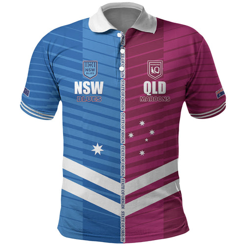 NSW Blues and QLD Maroons Rugby Custom Polo Shirt 2026 State of Origin